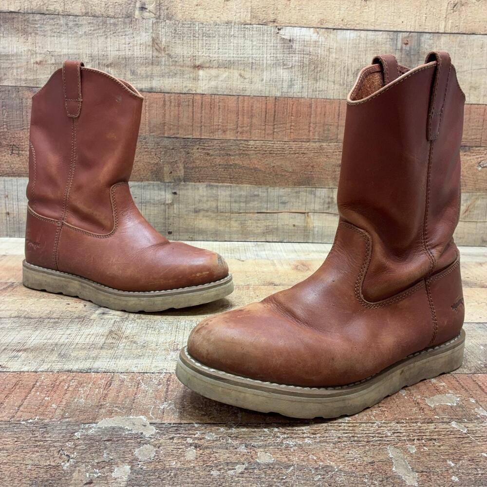 Wing Dings Boots Mens Size 10 43 Brown Leather Mid Calf Pull On Workwear